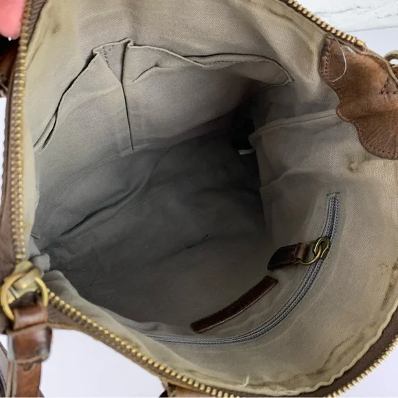 Frye Melissa Small Tote Crossbody Two Tone Brown Leather Purse Bag - Picture 9 of 15